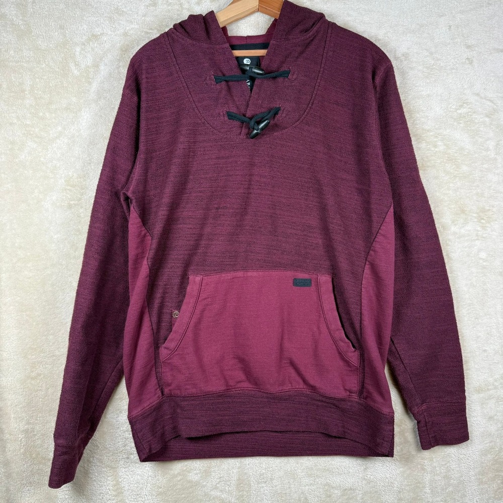 Billabong‎ Hoodie Mens Medium Burgundy Pullover Toggle Front Pocket Casual